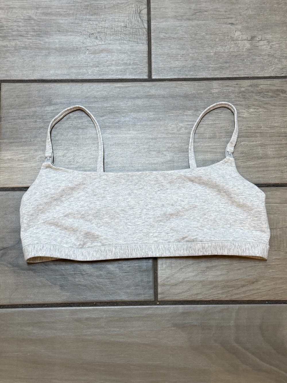 Heather Gray Minimalist Cotton Bralette Cami Bra Top Adjustable Straps